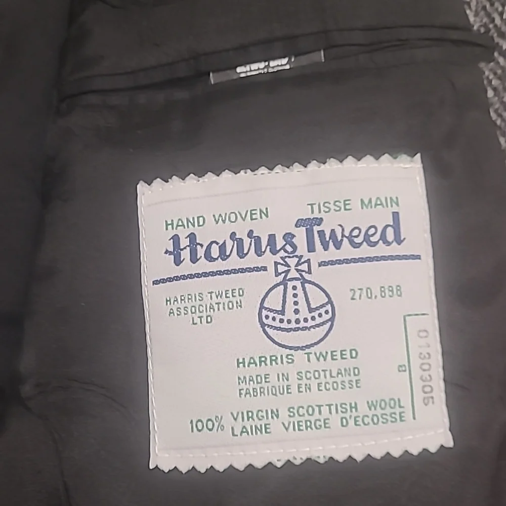 HARRIS TWEED HAND WOVEN 100% VIRGIN SCOTTISH  WOOL BLAZER XL - Picture 5 of 8